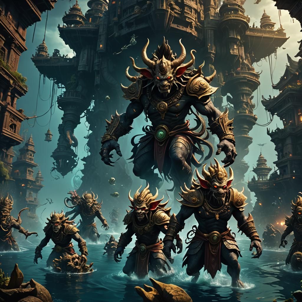 Underwater Demon City: Dark Fantasy Concept Art