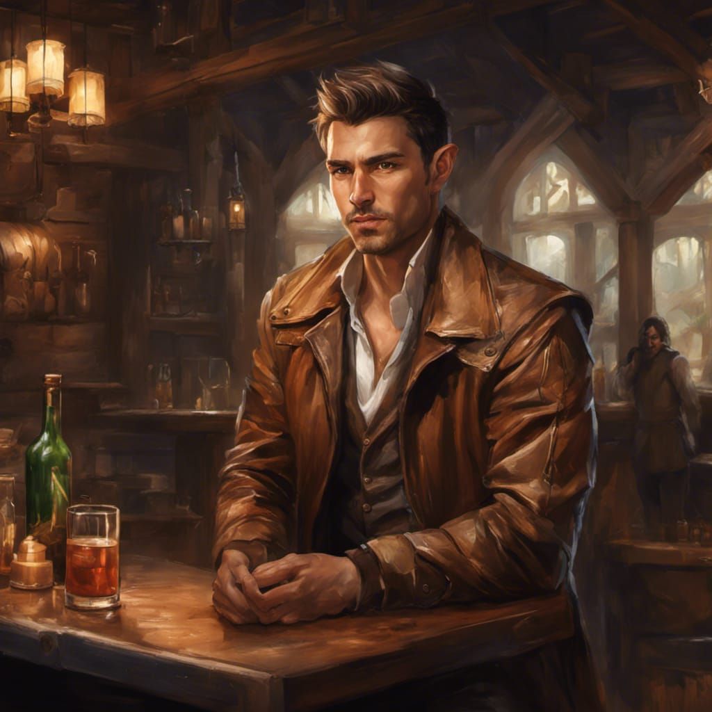 Intricate Elf Tavern Portrait in Semi-Realistic Style