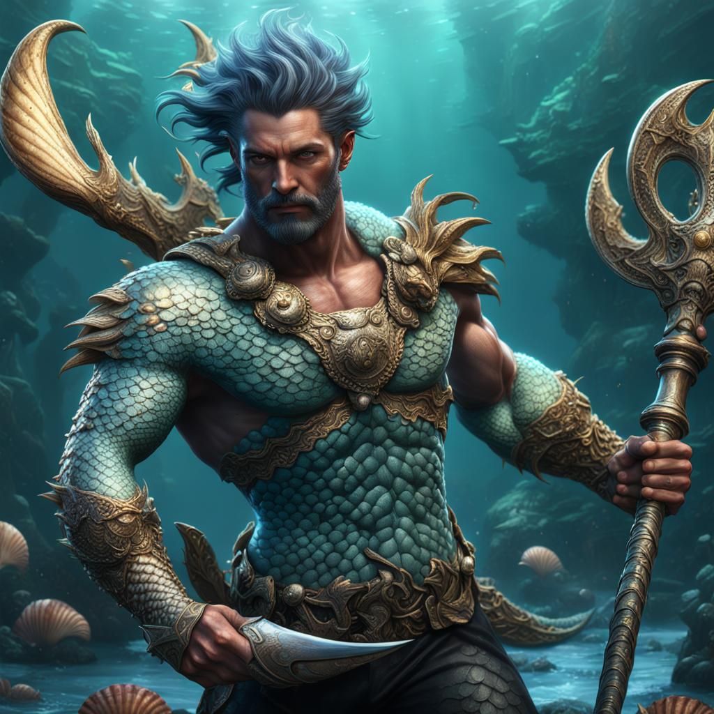 Detailed Merman Concept Art in Deep Color