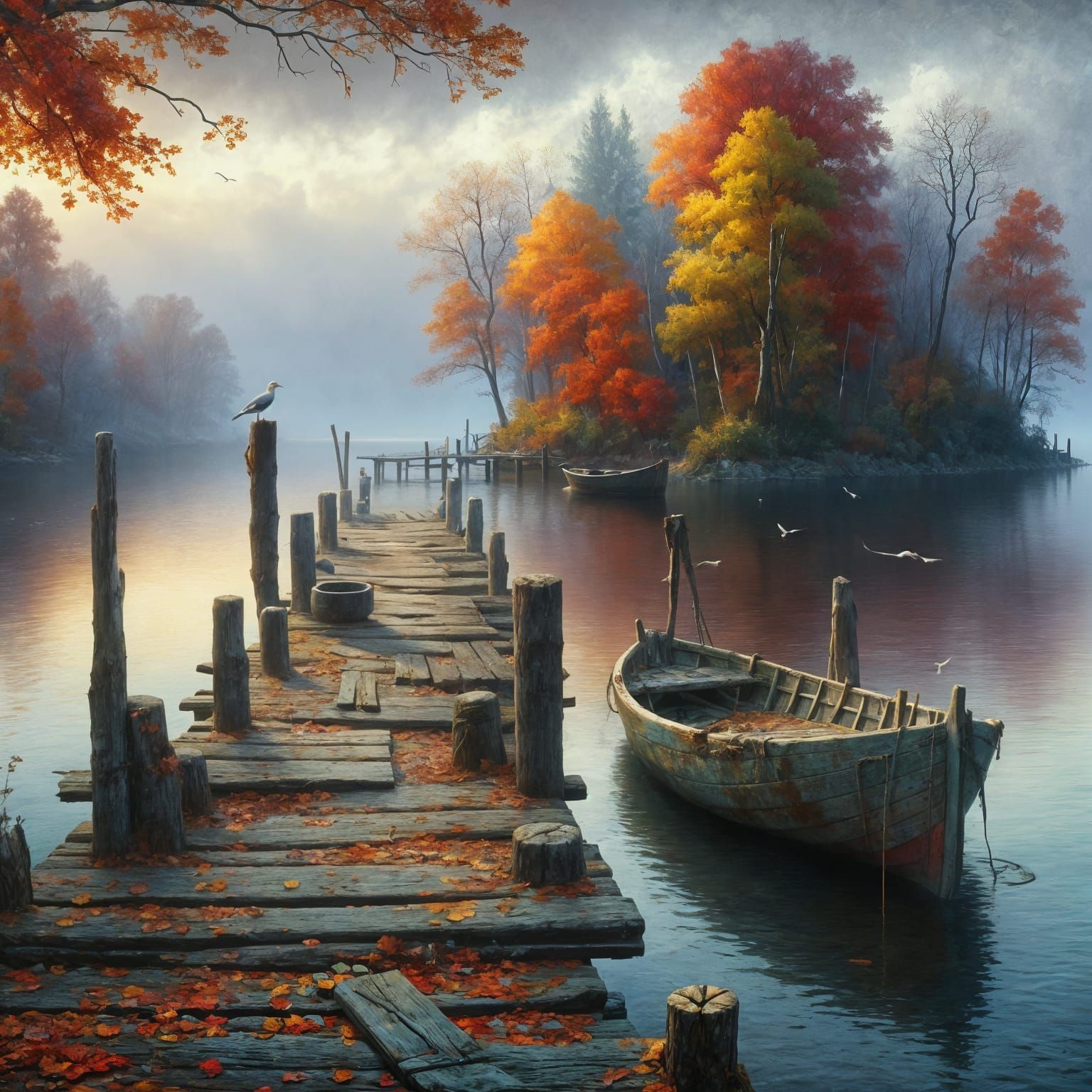 A wooden pier by the lake