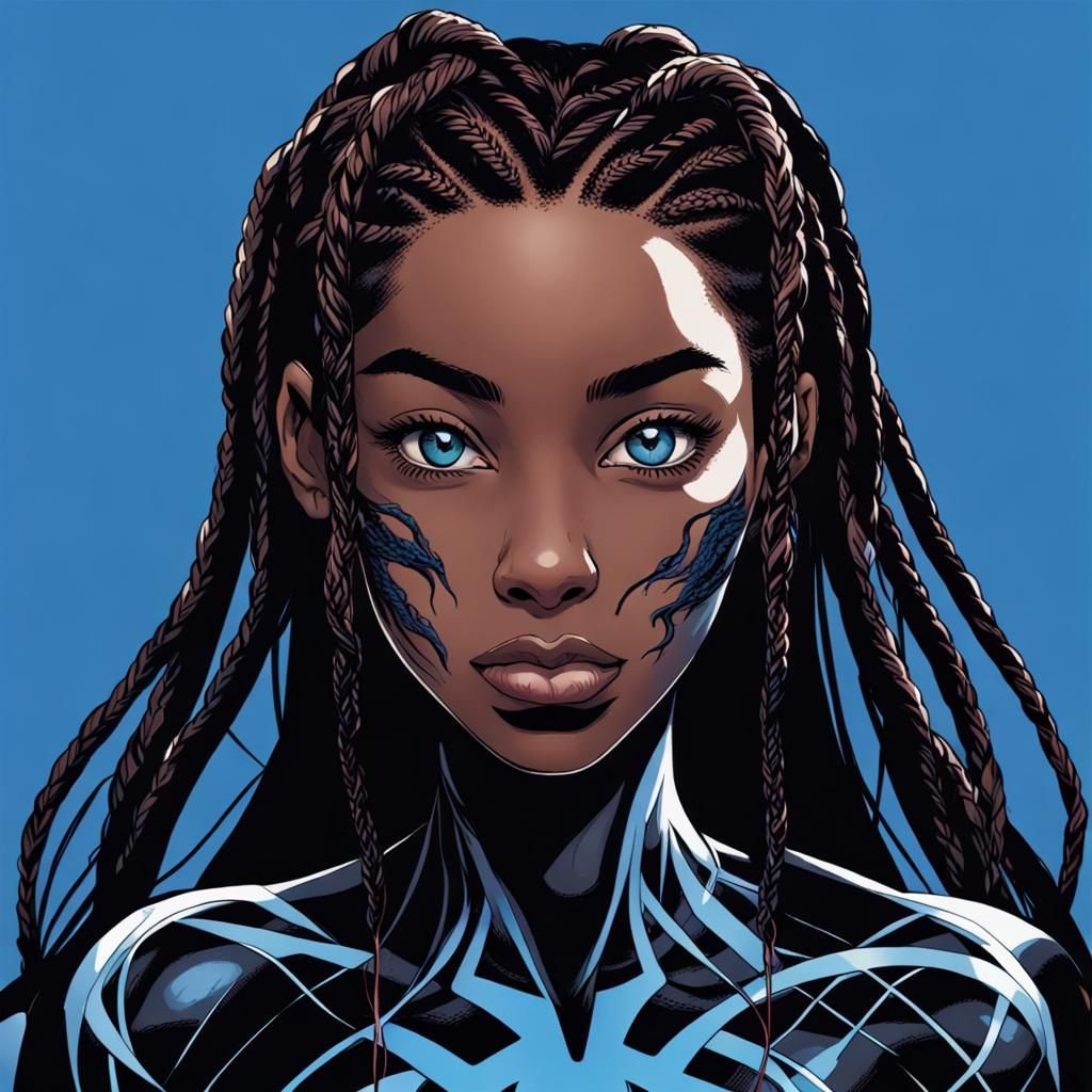 Girl with Blue Symbiote Covering Half of Face