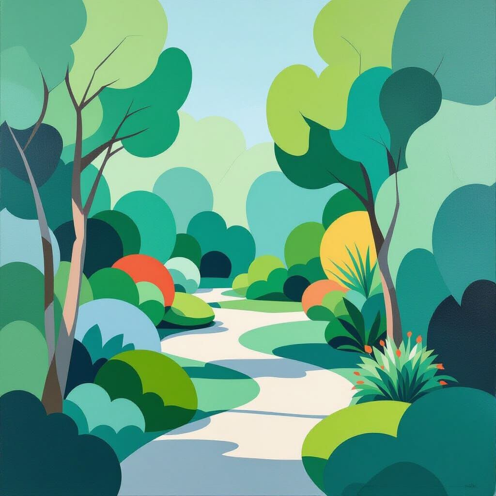 Abstract Emerald Garden: An Impasto Painting