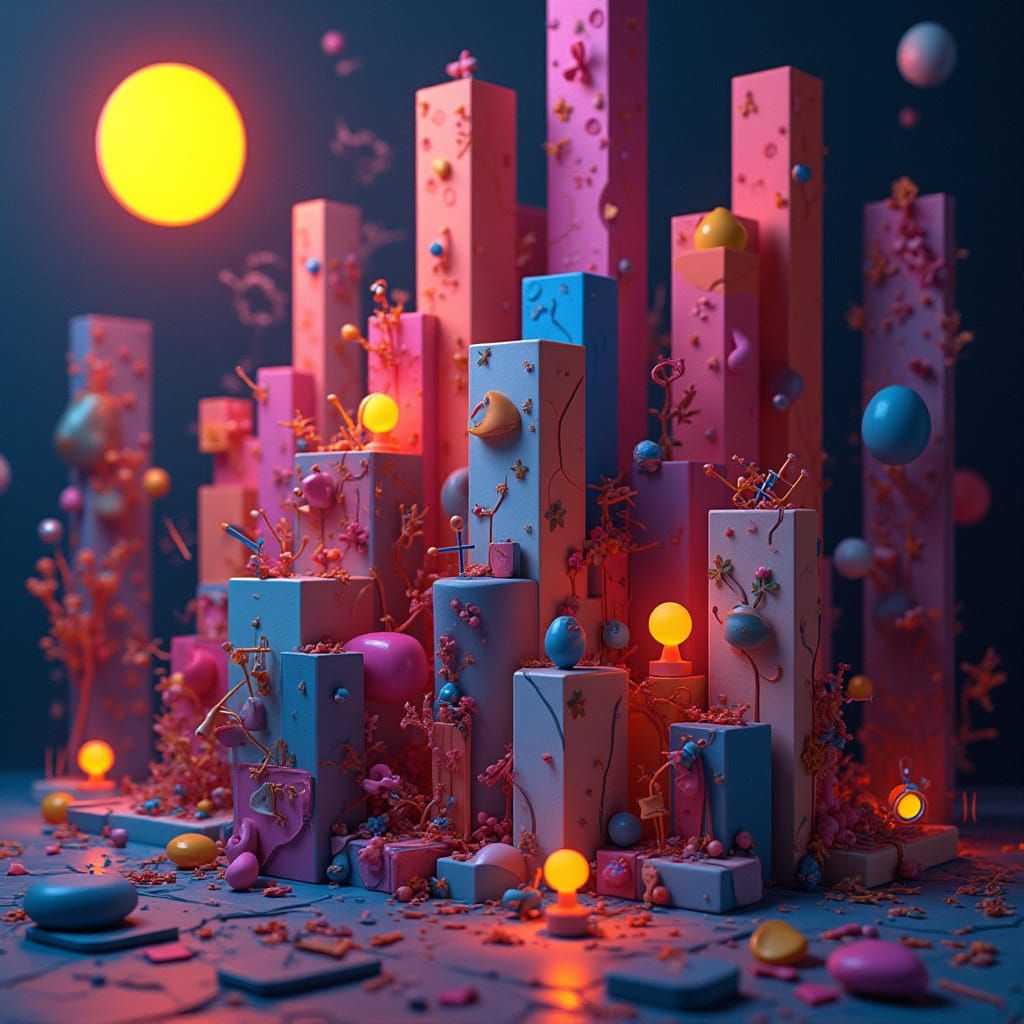 Futuristic 3D Abstract Cubist Geometric Shapes