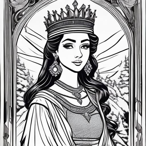 Princess in Continuous Line Drawing Style