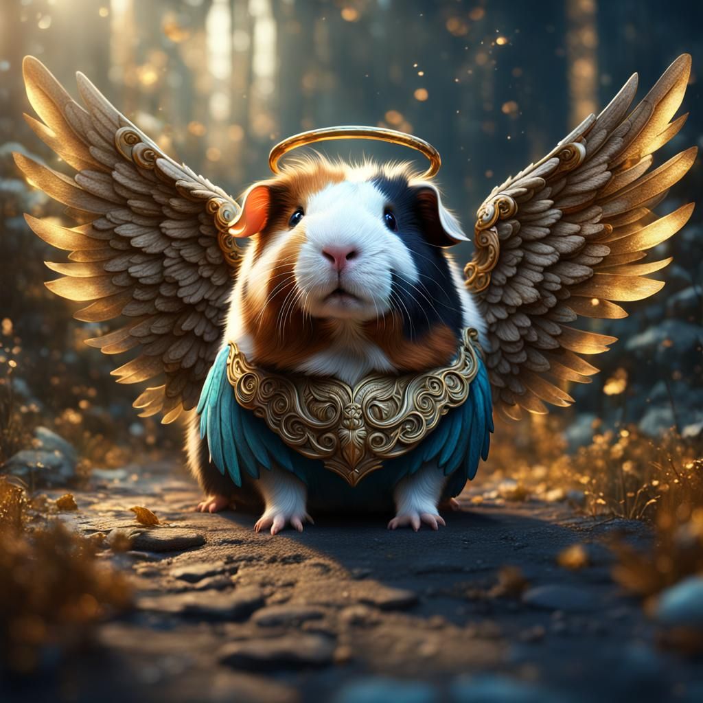 Angel Guinea Pig: Detailed Matte Painting