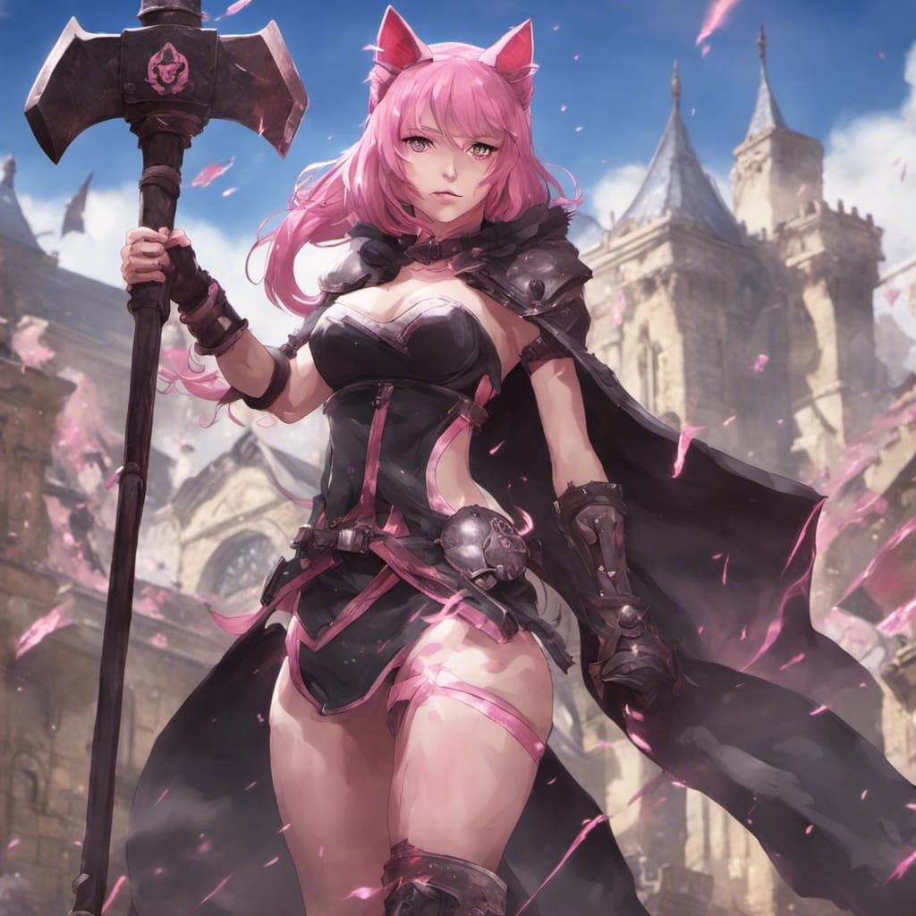 Cat-Girl with Battleaxe in Fire Emblem Style