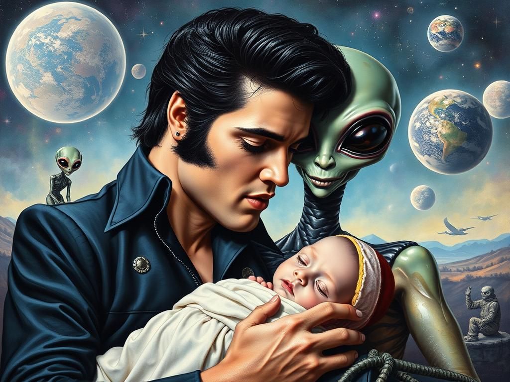 Elvis Presley and His Alien Family Portrait