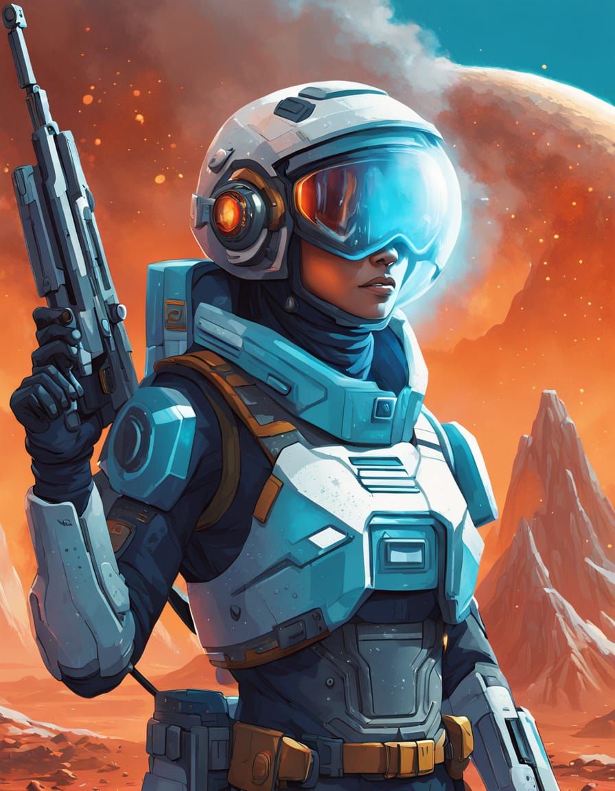 Sci-Fi Starship Captain on Icy Planet