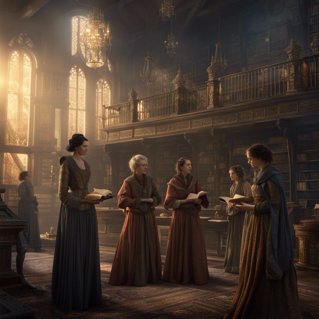 Women Scholars in the Library of Ereti: A Digital Painting