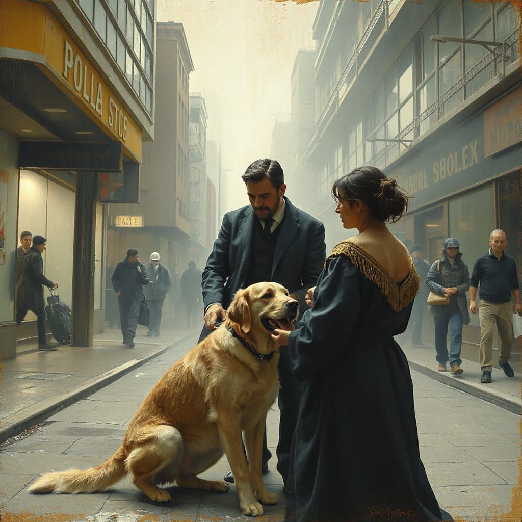 AI, Stockbroker, and Golden Retriever in Public Disturbance