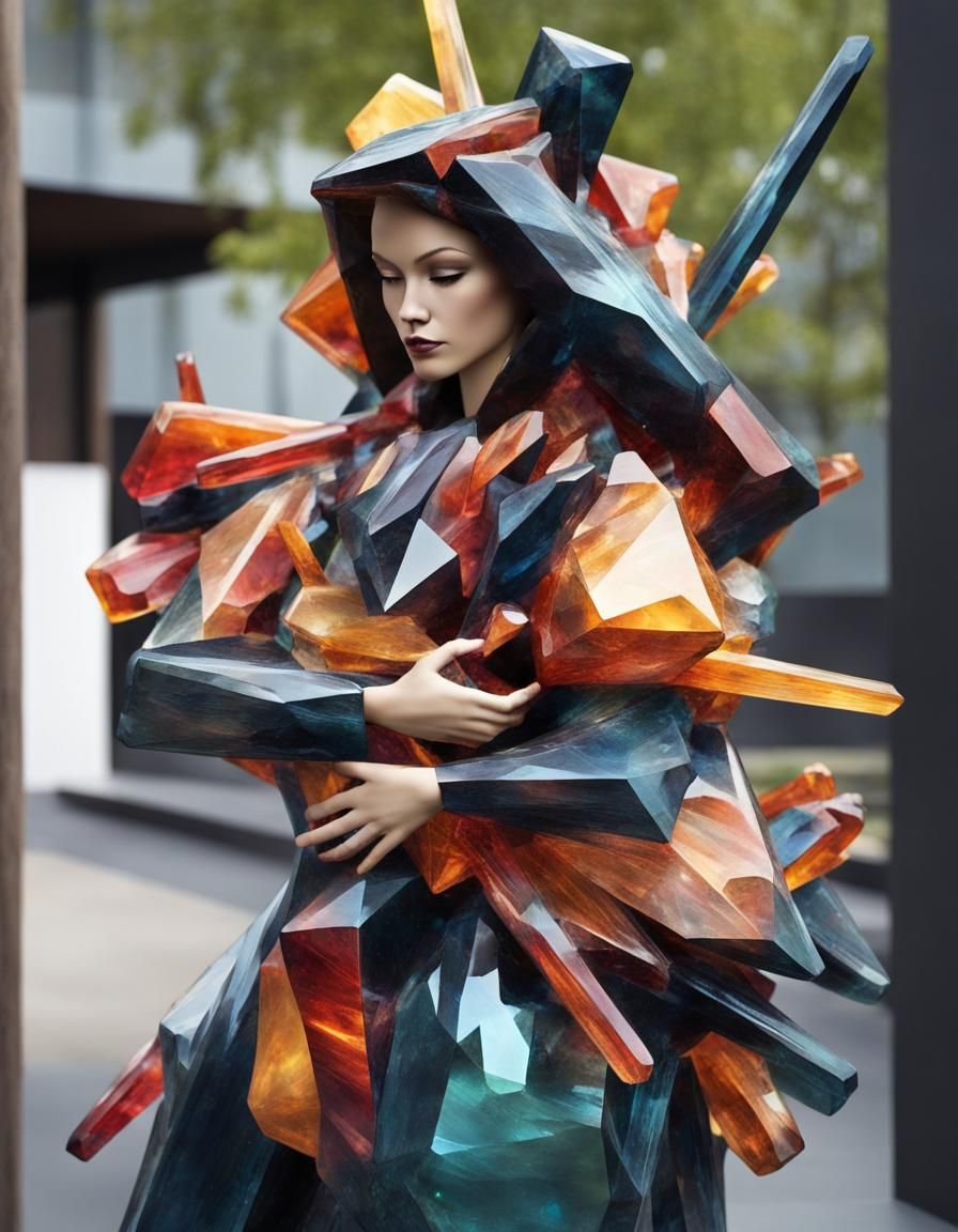 Abstract Multicolored Crystal Structure