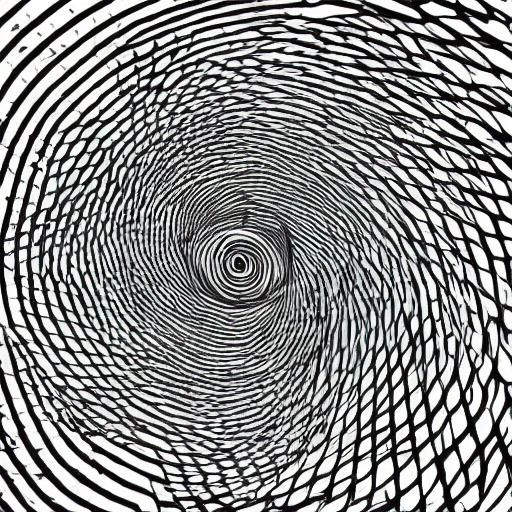 Wormhole Illusion Line Art Vector Graphic