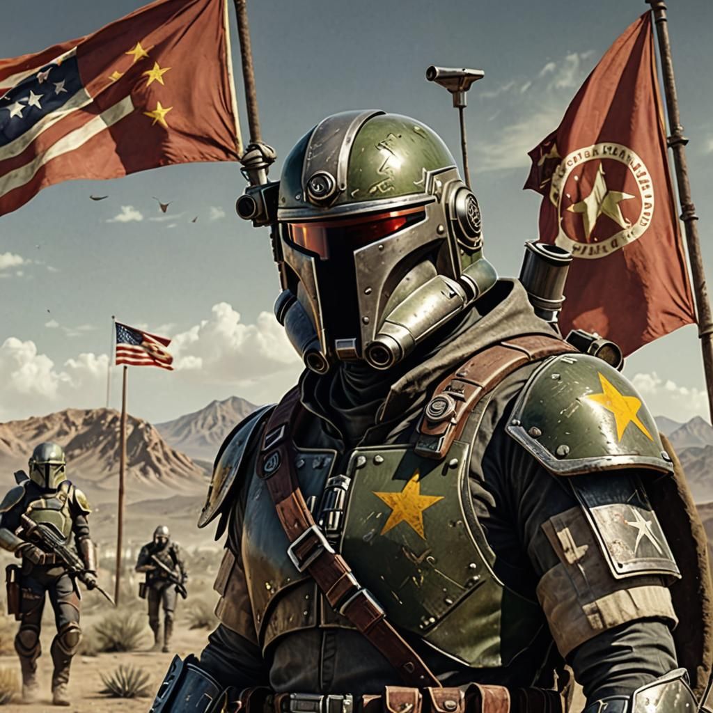 NCR Ranger with Mandalorian Helmet and Flag