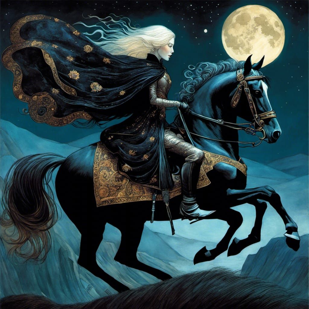 Night Rider in Art Nouveau Style