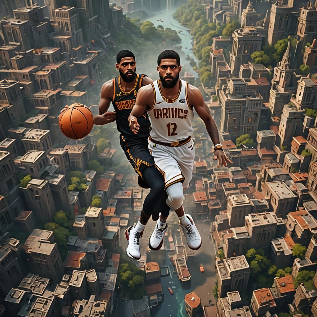 Detailed Matte Painting of Kyrie Irving