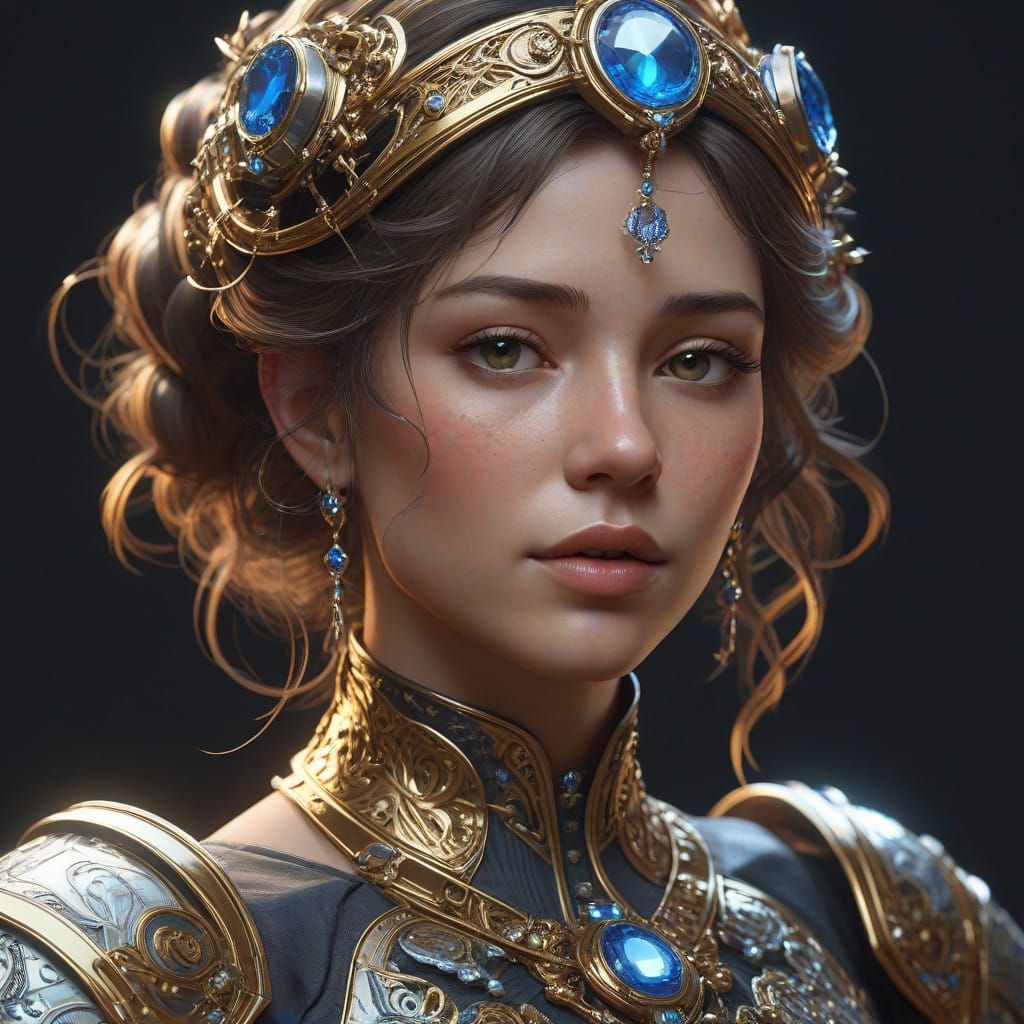 Mechanical Goddess in Hyper-Realistic Cyberpunk Style