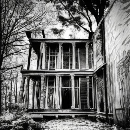 Eerie Asylum Staircase, Digital Illustration