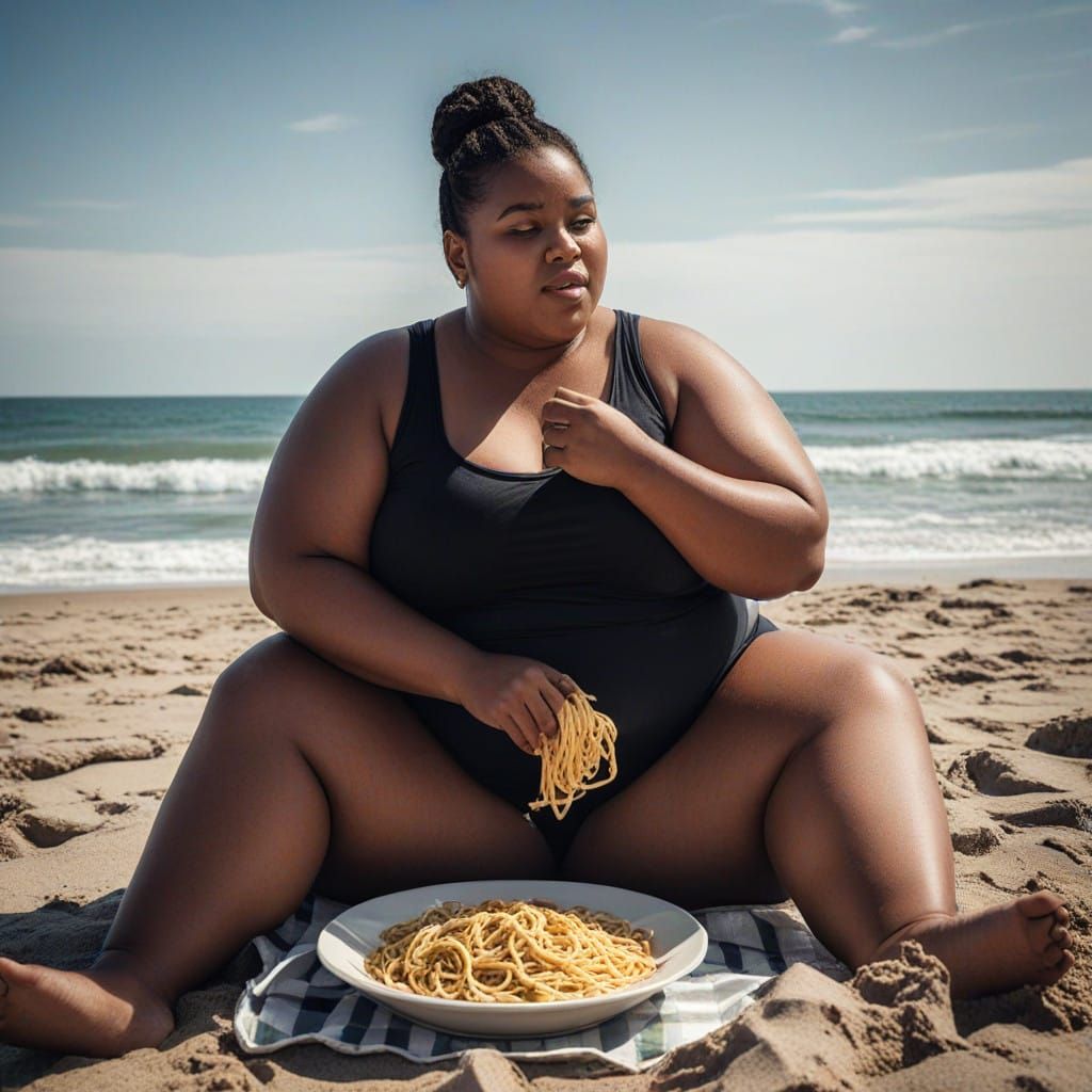 Gentle Woman Basks in Beachside Serenity