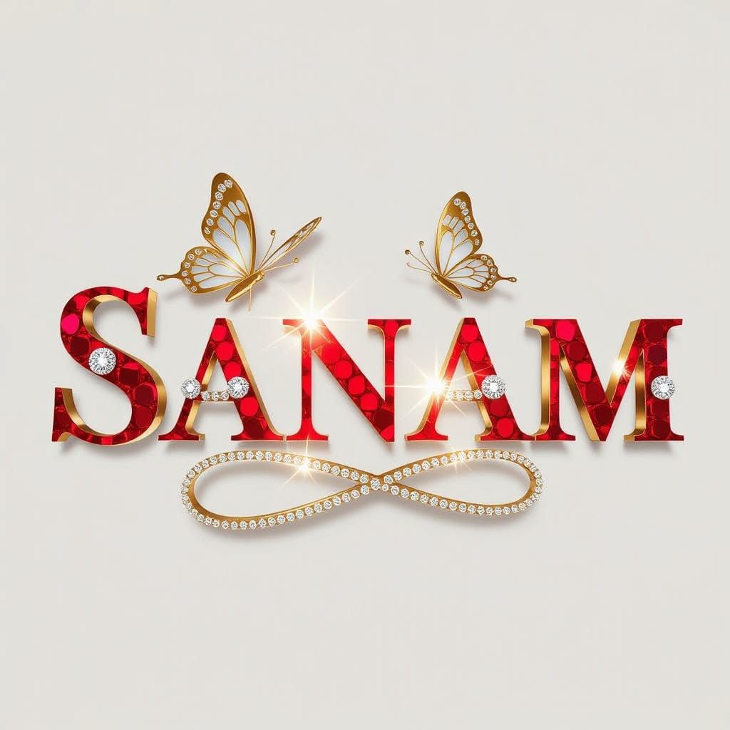 Sanam Name in Ruby and Diamond Letters