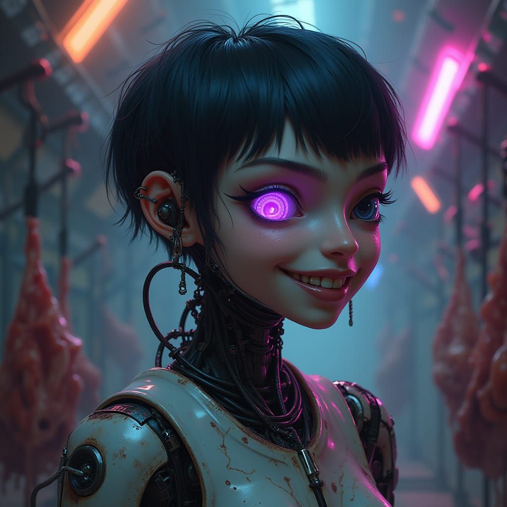 Alluring Cyborg with Biomechanical Elements