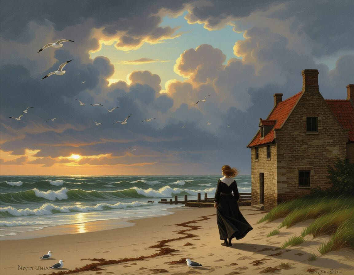 Moody Coastal Scene in Dutch Golden Age Style