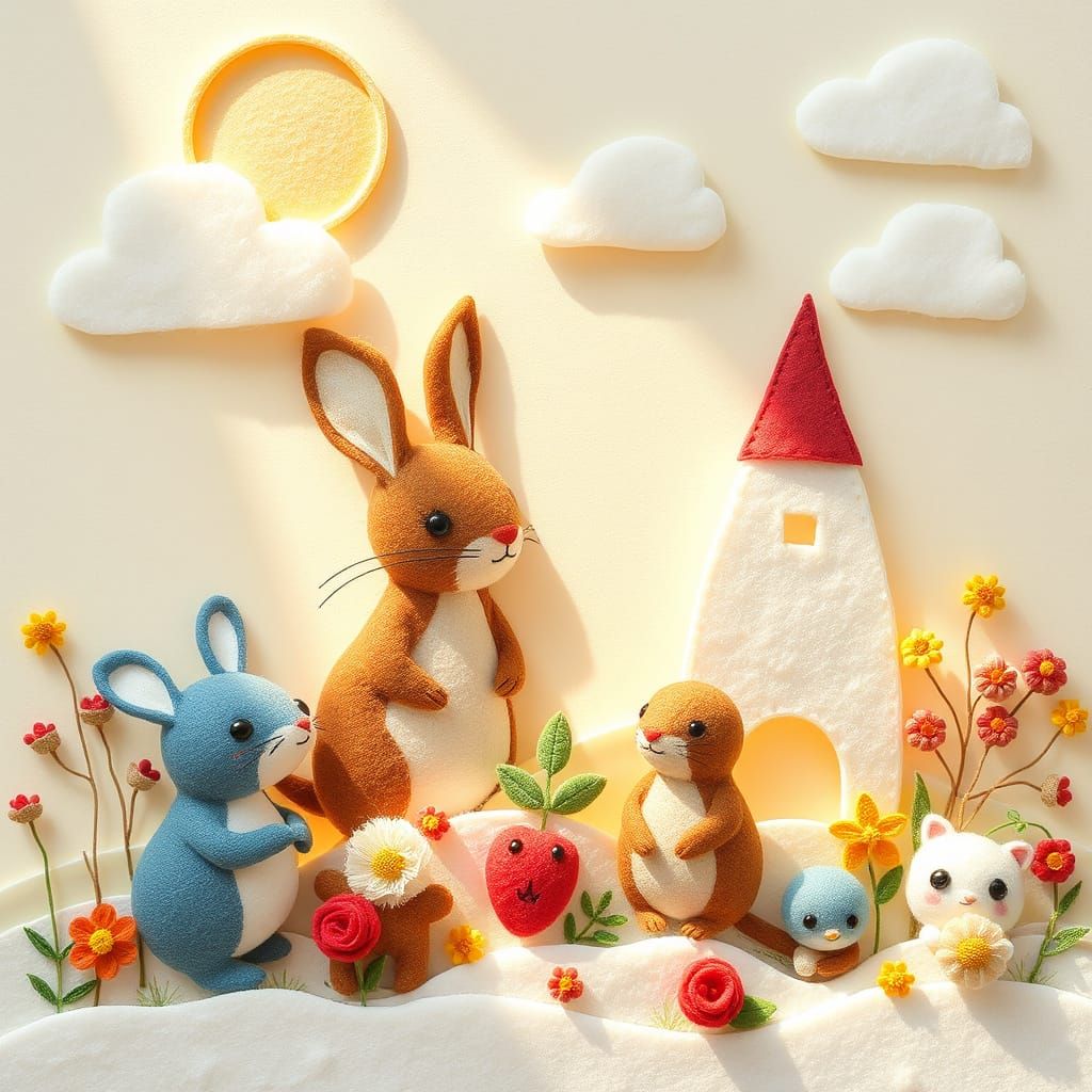 Whimsical Felt Art with Divine Light