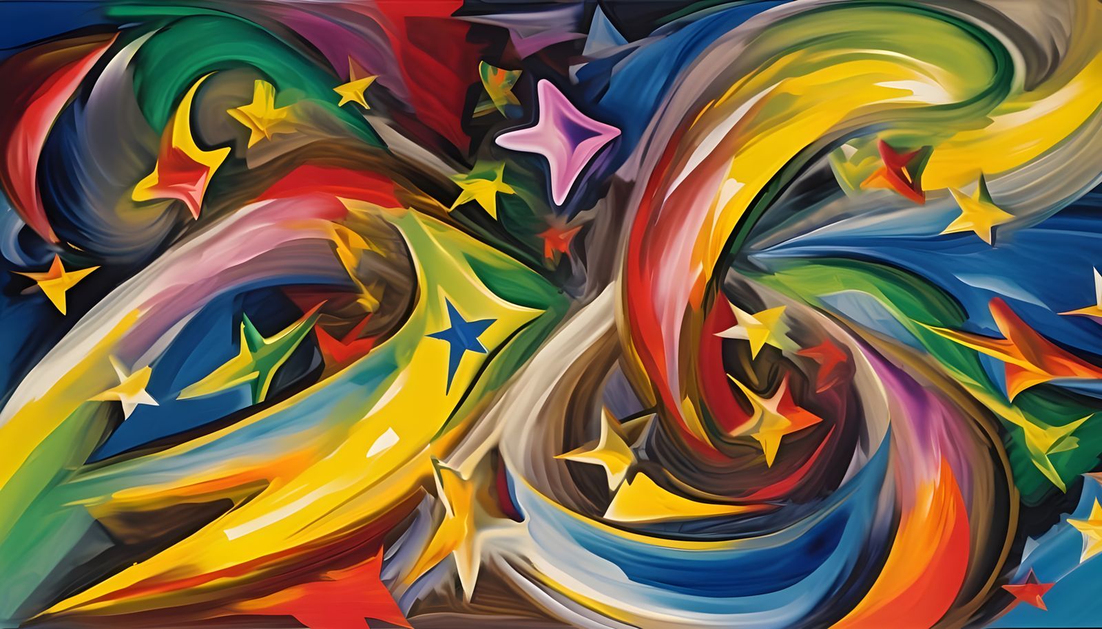 Surreal Abstract Vortices with Vibrant Stars