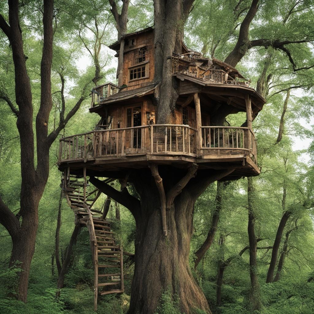 Enchanting Treehouse Illustration