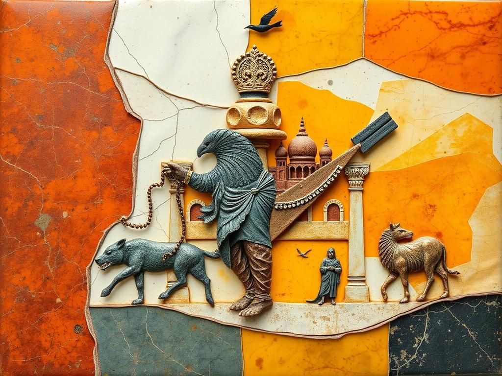 Modern Indian Cultural Panel Art Made of Minerals