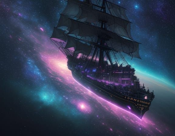 Vibrant Cosmic Fantasy in Mixed Media Style