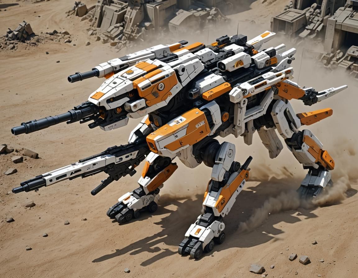 Dynamic Zoid Robot on Battlefield with Cannons