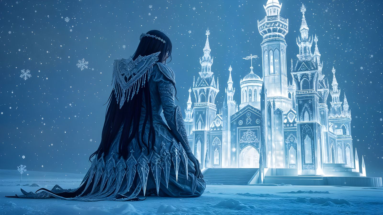 Ethereal Winter Goddess in Snowy Splendor