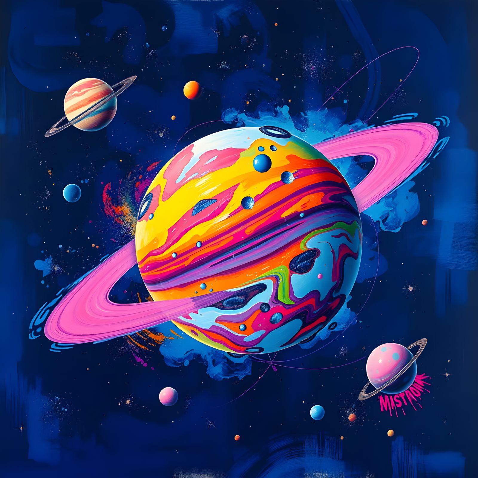 Colorful Planets in an Astral Cosmic Illustration
