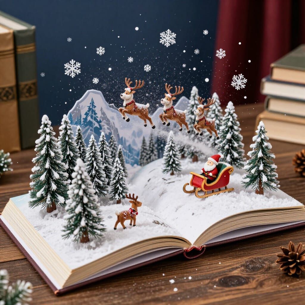 Magical Pop-Up Book Reveals Snowy Christmas Forest Scene