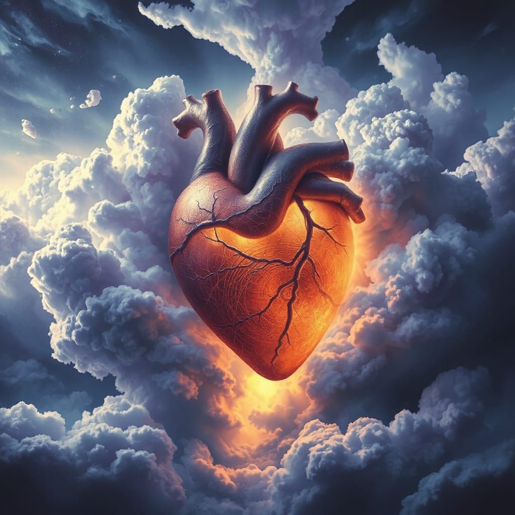 Serene Heart Amidst Stormy Skies Digital Painting