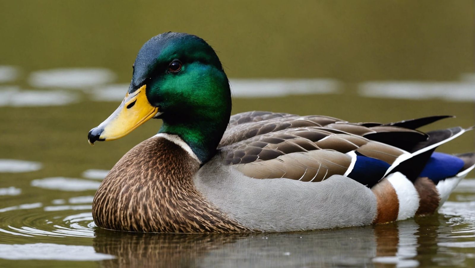 Mallard Duck Close-Up on a Calm Lake