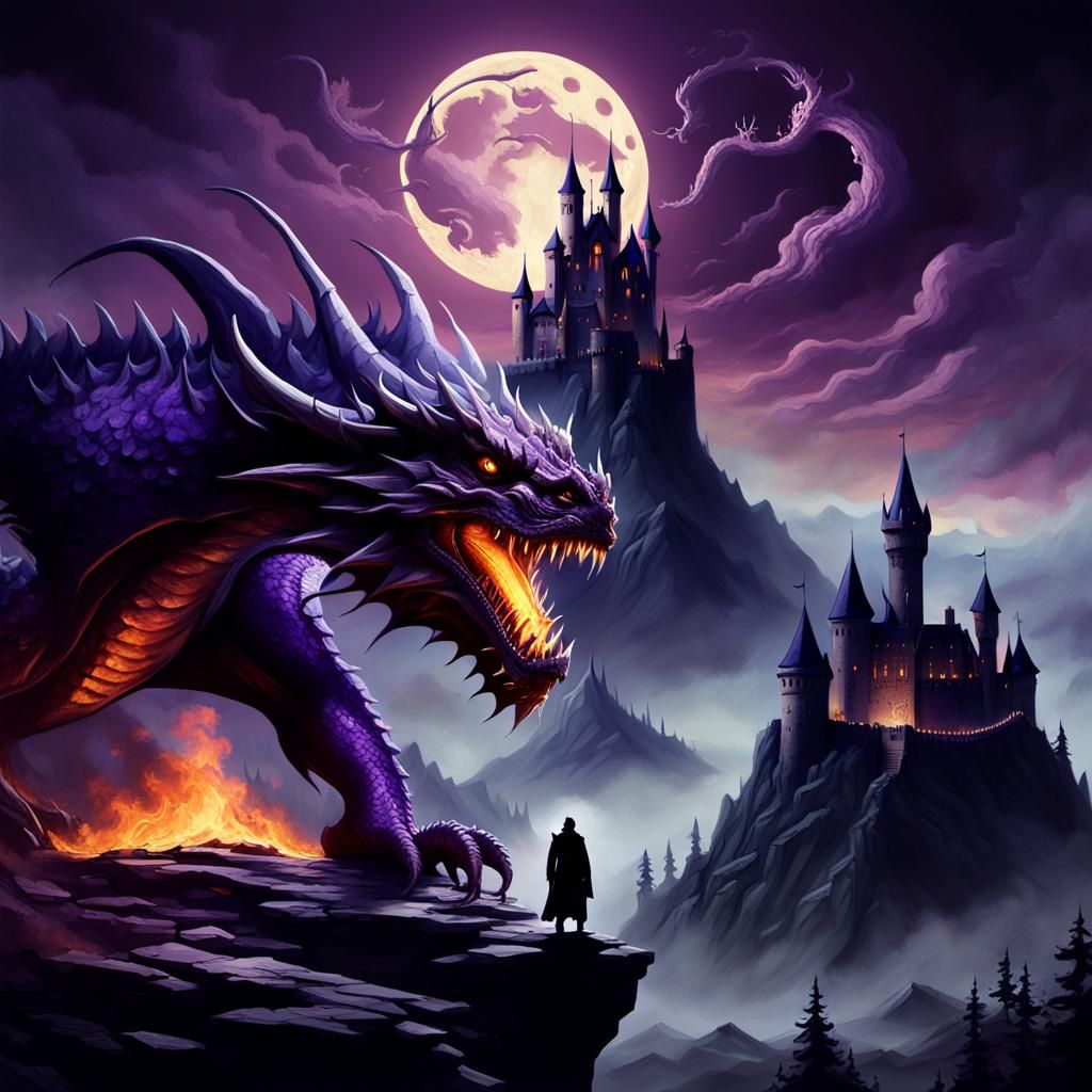 Dragon's Breath: A Dark Fantasy Scene