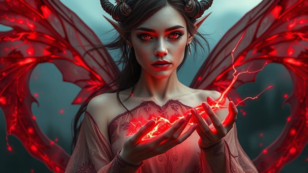 Ethereal Autumn Fairy Portrait with Fractured Skin