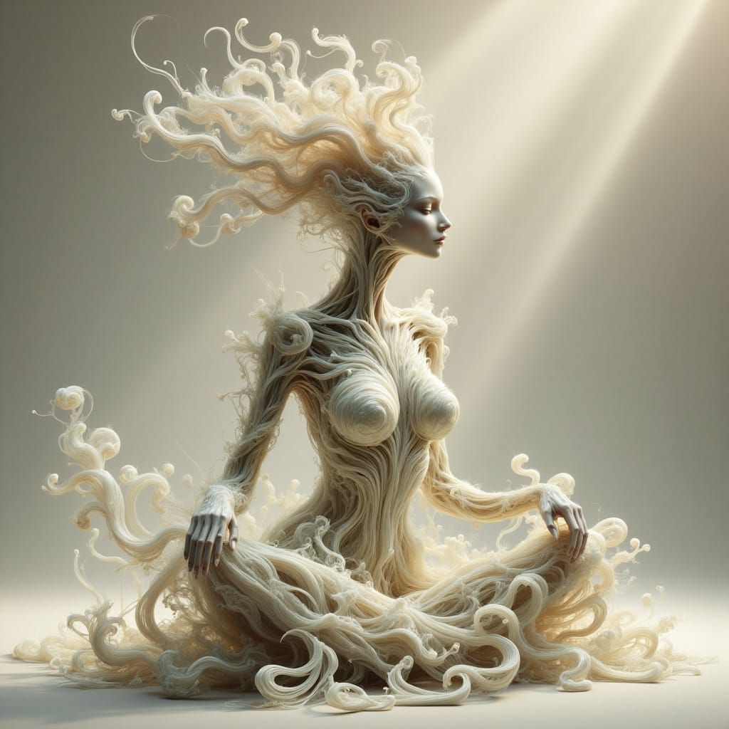 Ethereal Biomorphic Figure in Pastel Tones