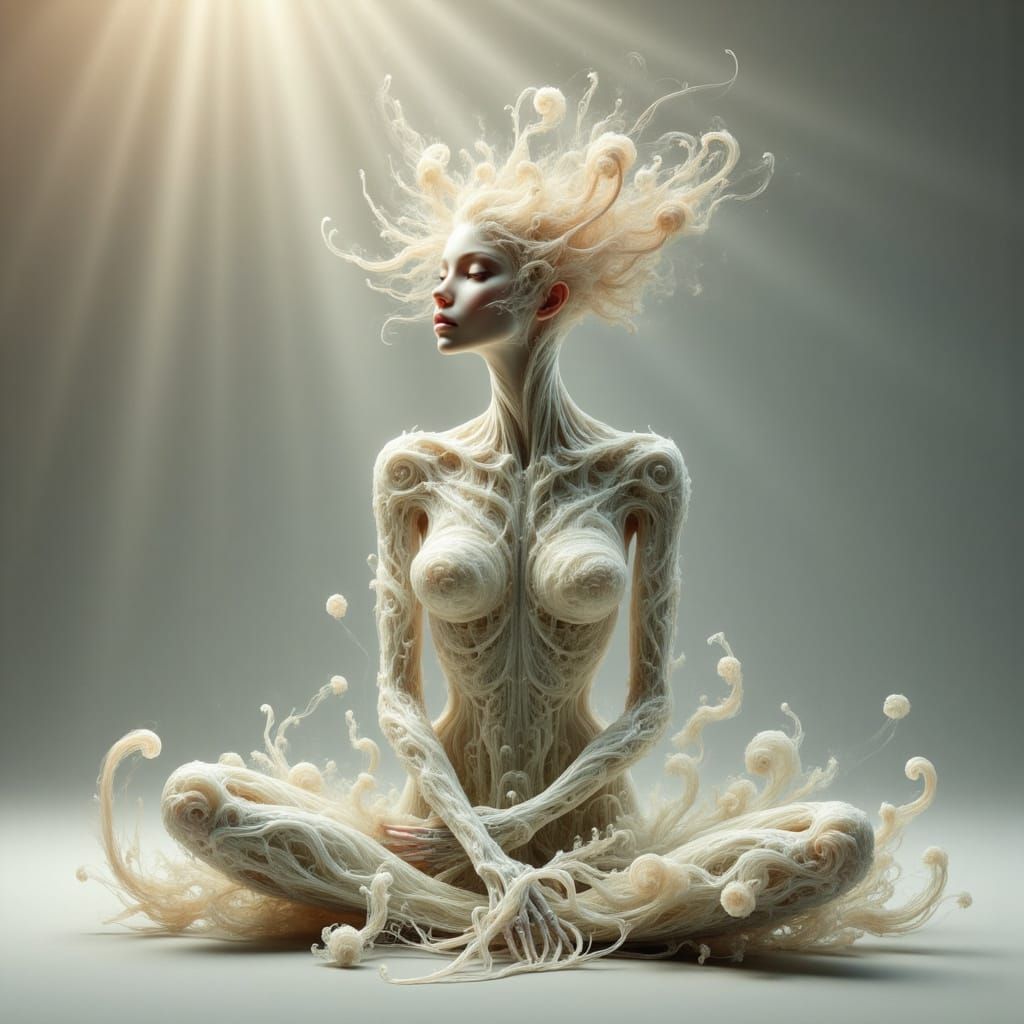Ethereal Root Figure in Biomechanical Style