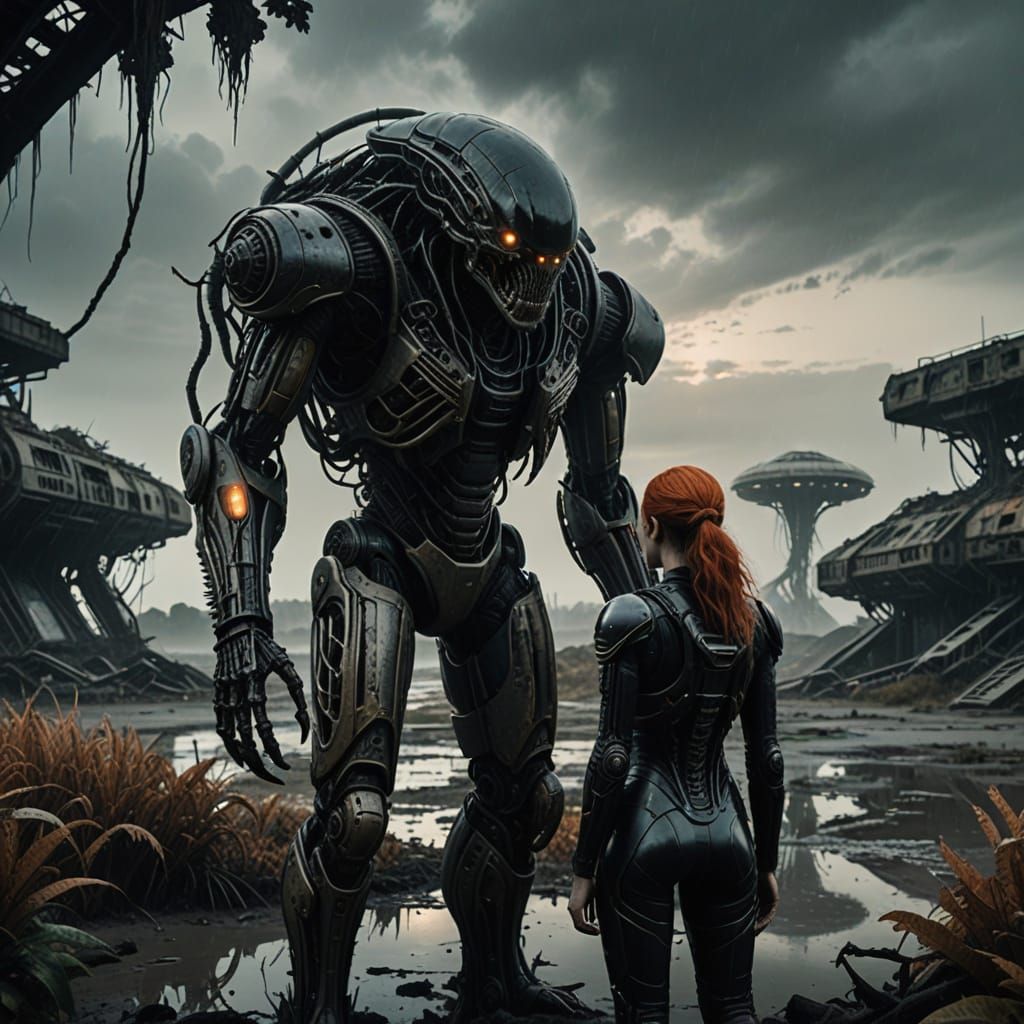 Alien Beast Attacks Sensual Explorer in Futuristic, Surreal ...