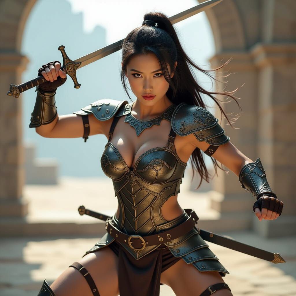 Asian Paladin in Action, Cinematic Film Still