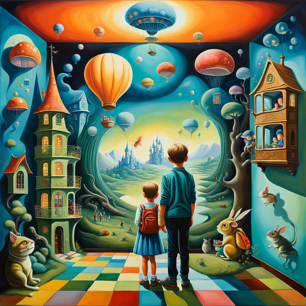 brother and sister enter the world of fairy tales and fantas...