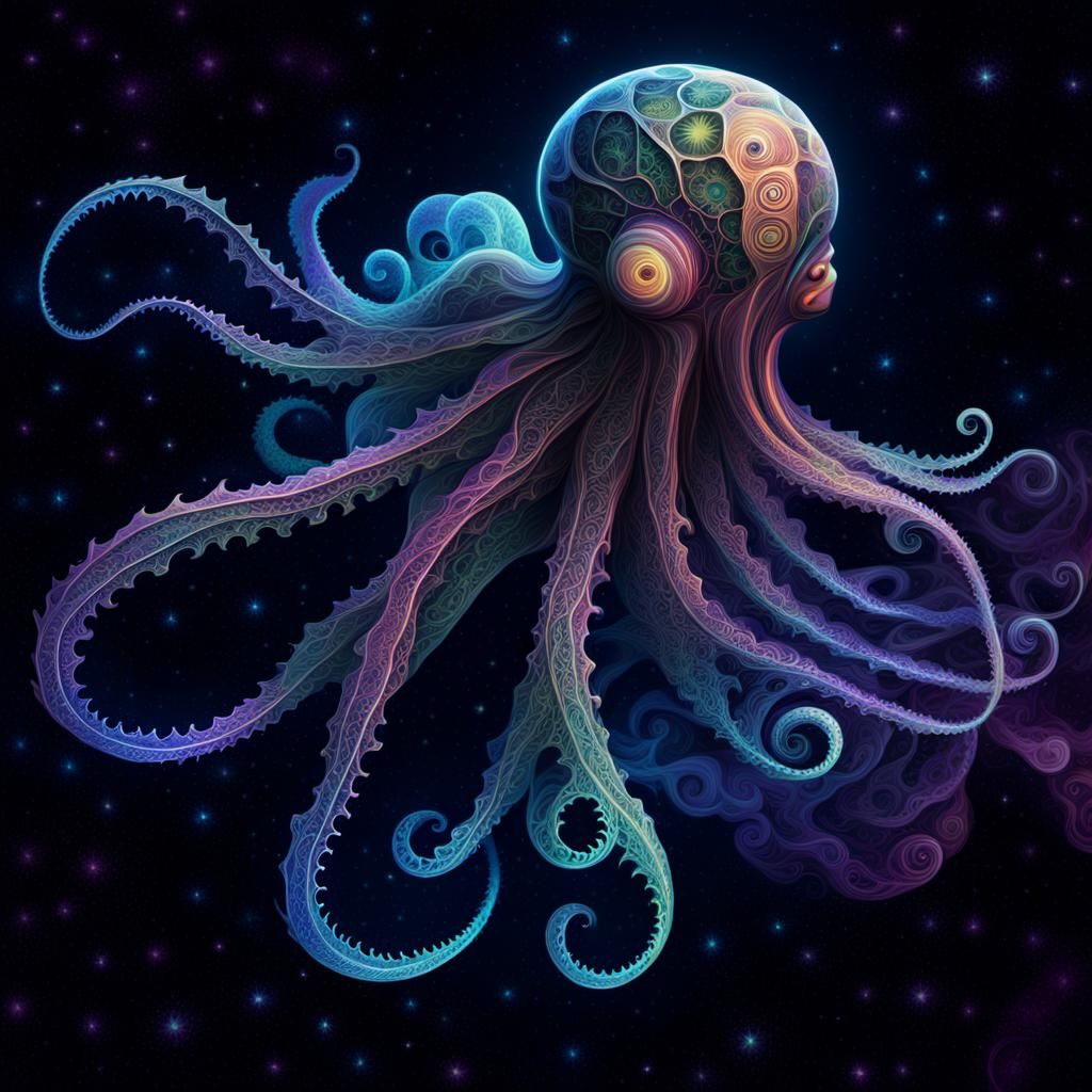 Cthulhu-like Creature Emerges from Fractal Vortex