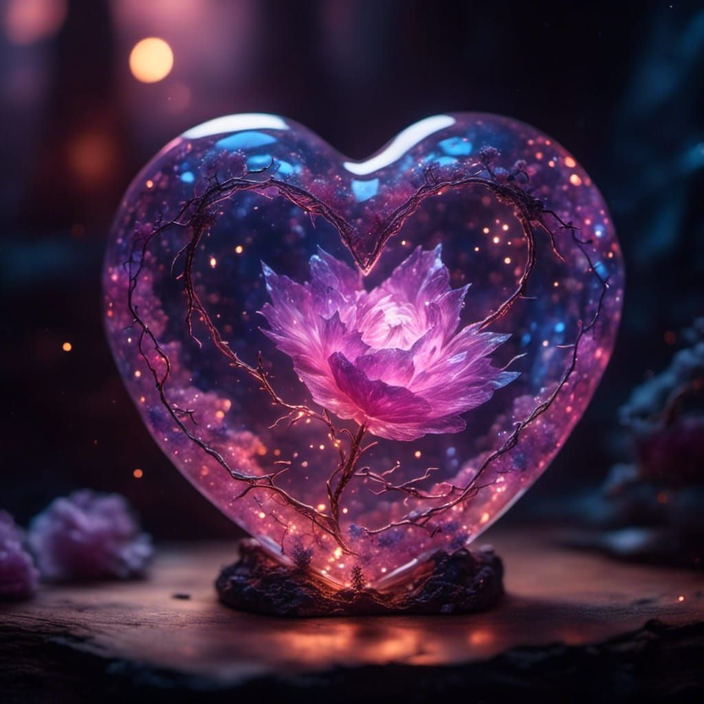 Glass Heart Filled with Lightning