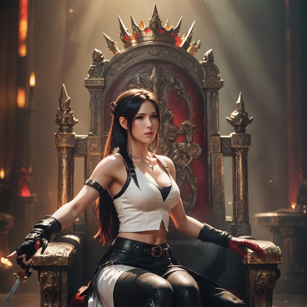 Tifa Lockhart on Throne: Cinematic Fantasy Art