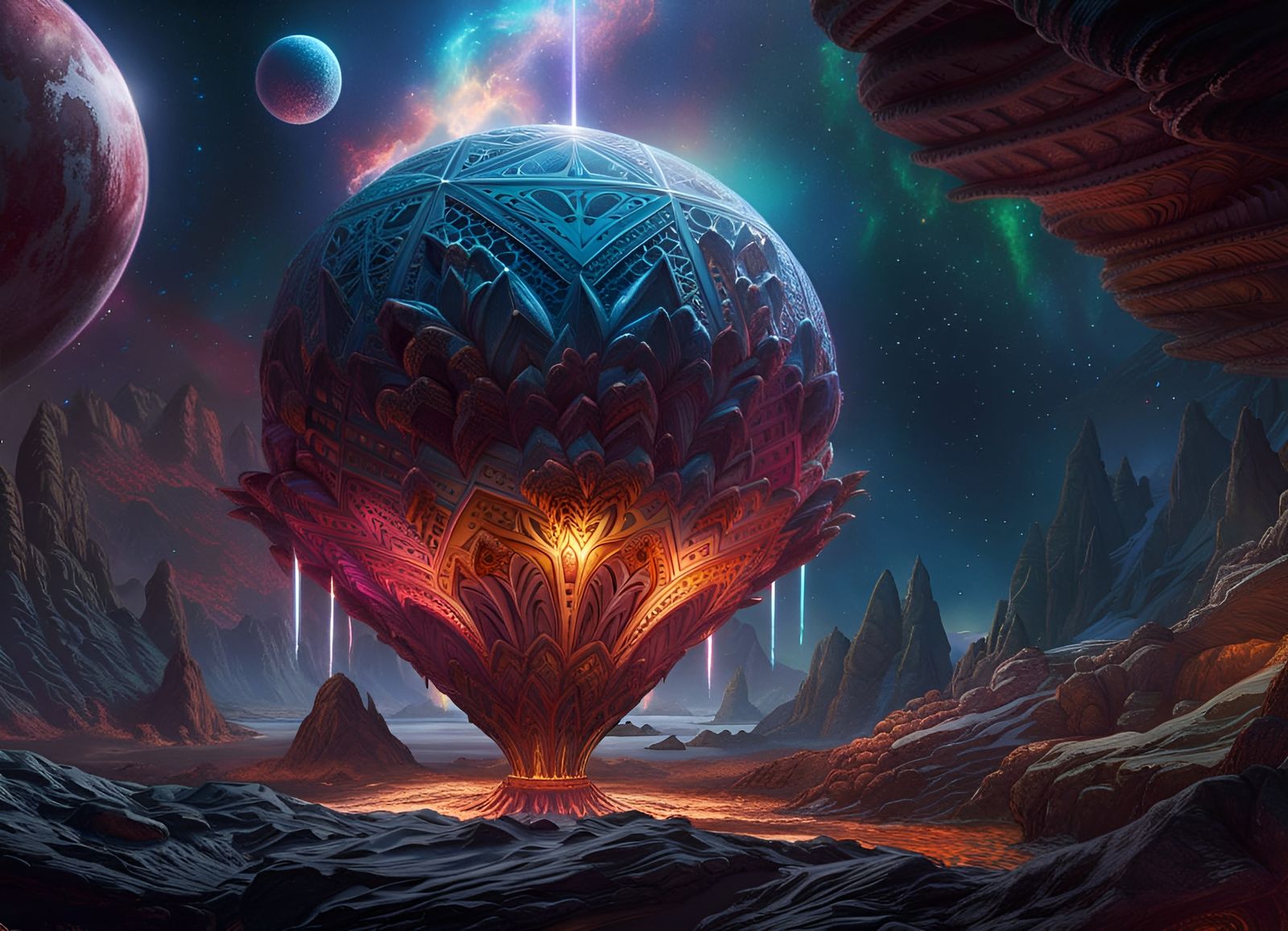 Alien Galactic Spacescape in Detailed Matte Painting