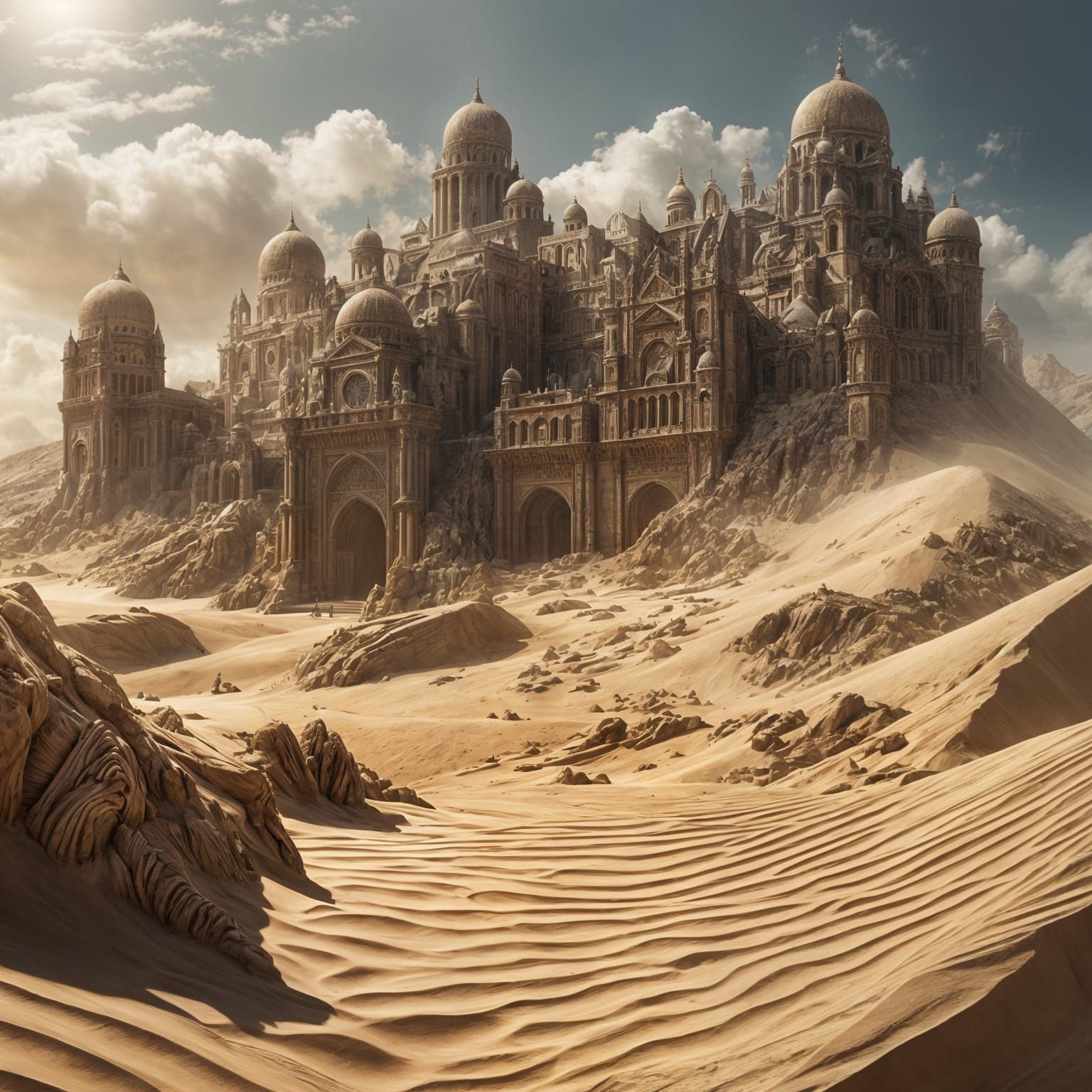 Sand Sculpted by Time: Epic Digital Painting
