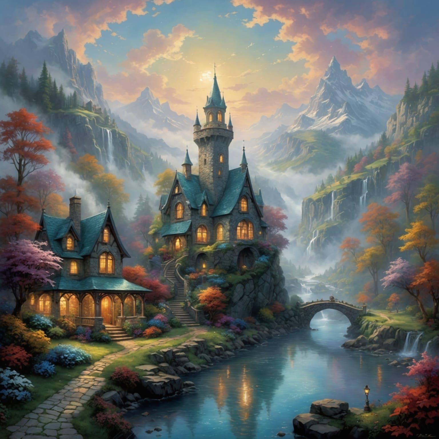 Ethereal Fantasy Landscape in Luminist Style