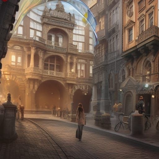 Hyperrealistic Bubble City: Intricate European Architecture